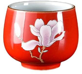 CAPIJIONG 95ml/3oz Official Kiln Flower Ceramic Master Cup Home Hand Drawn Peony Tea Cup-Ji Hong Jade Orchid Tea Cup