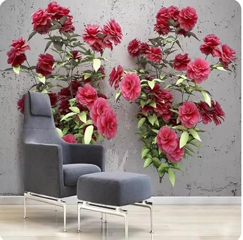 XDOUBAO Papier peint mural en carreaux de roses roses, peintures murales pour salon, chambre à coucher, arrière-plan de télévision, décoration d'intérieur, peinture murale, 3D, 430 x 300 cm