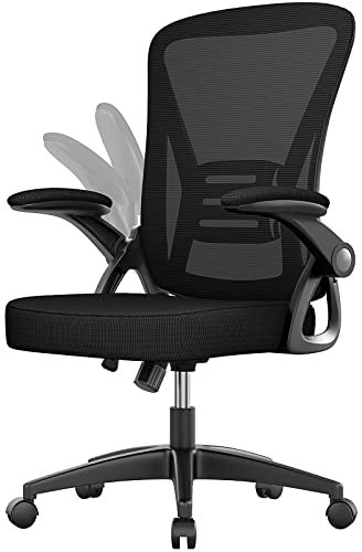 naspaluro Sedia da Ufficio, Sedia Ufficio Ergonomica, Poltrona Ufficio con 90° Bracciolo Regolabile, Sedia scrivania Traspirante con Supporto Lombare, Nero