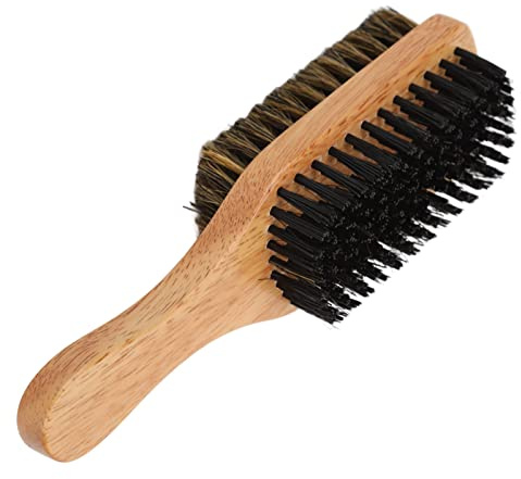 Cepillo de barba de cerdas de jabalí, cepillo de barba de doble cara, cepillo de cerdas de imitación con mango de madera de caucho para hombres