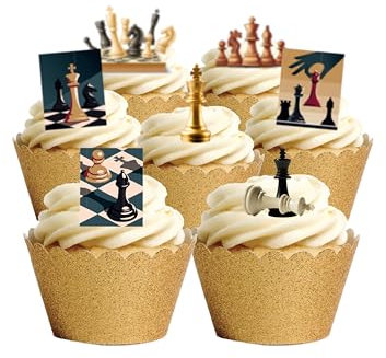33 Stand Up Chess Board Game Themed Edible Wafer Paper Cake Toppers Decorations