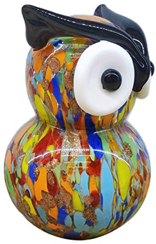 IMIKEYA Glas-eulenstatue Eulenfigur Für Schreibtisch Bunte Eulenskulptur Aus Glas Kreative Tierdekor Für Wohn-Desktop Süße Eulenform-statuen