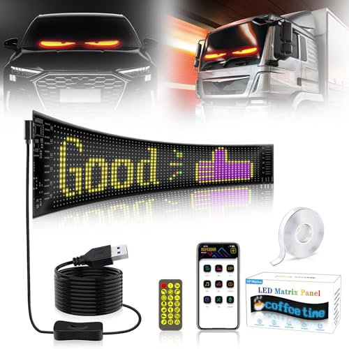 Devil Eyes Led Augen für LKW IP65 wasserfest Plus Size, DIY Car Dynamic LED Colorful Eye Lamp Soft Screen, Led Laufschrift Leuchtreklame Leuchtschild für Auto,Smart App,Bluetooth (92 * 374mm)