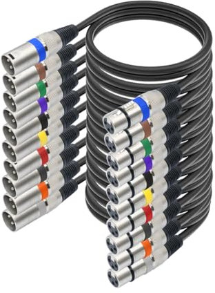 Yopeissn 10PCS DMX512 XLR Cable Male to Female Audio Cable 3 Pin Cable for Microphone Mixer Amplifier 1.5m