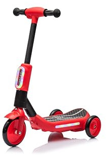 Tecnobike Shop Monopattino Elettrico per Bambini Deluxe 3 Ruote + Casco e Kit Protezioni (Rosso)