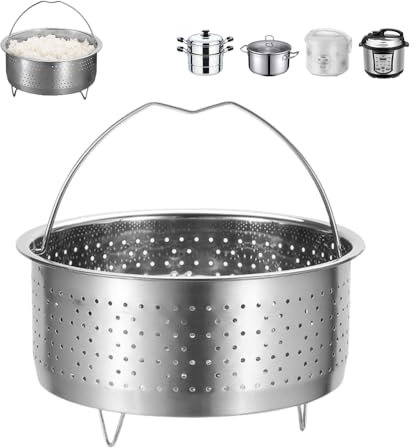 GIDWRIY Panier Cocotte Minute en Acier Inoxydable 17.5 cm,Panier Autocuiseur,Panier Cuisson,Food Steamer Basket,Légumes Panier Vapeur Réutilisable,Insert Vapeur avec Support et Poignée pour Fruits