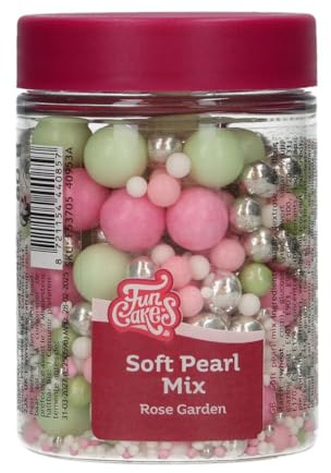 FunCakes Soft Pearls Weiche Zuckerperlen, Rosegarden, 80 g | Essbare Zuckerkugeln, Perfekt zum Dekorieren von Torten, Cupcakes, Keksen, Kuchen und mehr, Tortendeko