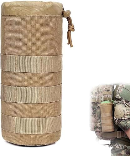 ZYEKIU Porte Gourde Sac à Dos, Porte Gourde de Plein Air, Poche Bouteille Molle Durable, Sac Gourde Réglable, pour Plein Air, Randonnée, Voyages, Pêche, Camping, Course à Pied, Vélo (Kaki)