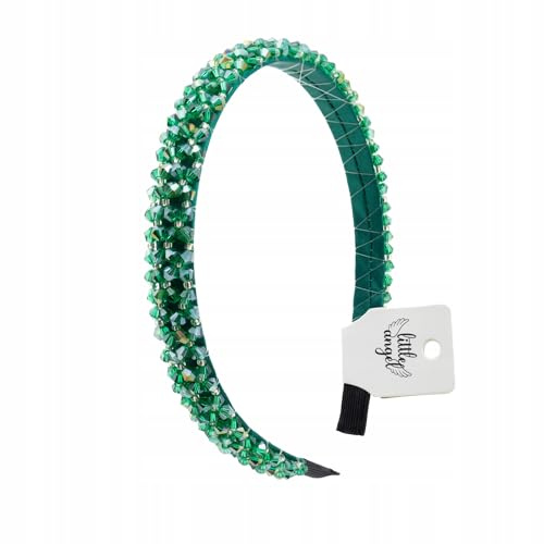 Haarreif Damen Glitzer Kristall Stirnband – Elegantes Haarband mit Strass für Alltag, Party & Hochzeit – Haaraccessoire Mädchen & Frauen – Rutschfest & Bequem – Little Angel (Grün, Normal)