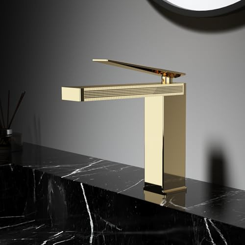 Vintage Robinet Lavabo Doré en Laiton Mitigeur Lavabo Salle de Bain Rétro