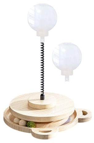 Twist Dog Treat Toy - 19x27cm Wooden Pet Treat Dispenser Ball | Interactive Food Dispenser for Cats and Dogs | Creative Ball Pair