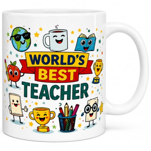 BestaFiesta World's Best Teacher Mug Teacher Gift Thank You Teacher Present Appreciation Mug End of Term,Gifts for Teachers 11oz Dishwasher & Microwave Safe Ceramic Coffee Cup