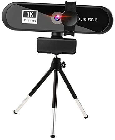 Okiyakusama Webkamera mit Focus Mikrofon Auto Fokus Eingebautes Mikrophon USB Computer Video Konferenz Kamera 480P 720P Cam für Videotelefonat auf Laptop De, 1k Black
