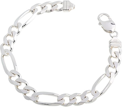 Massives Figarokette Armband 9mm Breite - 925 Silber, Länge wählbar 16-25cm