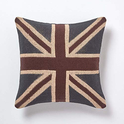Homescapes Zierkissenbezug mit britischer Flagge Union Jack, Kissenhülle 45 x 45 cm aus 100% Baumwolle für Sofakissen/Dekokissen, Geschenkidee für England-Fans und UK-Liebhaber