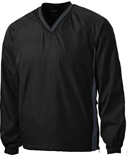 Joe's USA Chemises coupe-vent raglan à col en V pour homme en tailles standard et grandes – XS-6XL, Noir/gris, XX-Large
