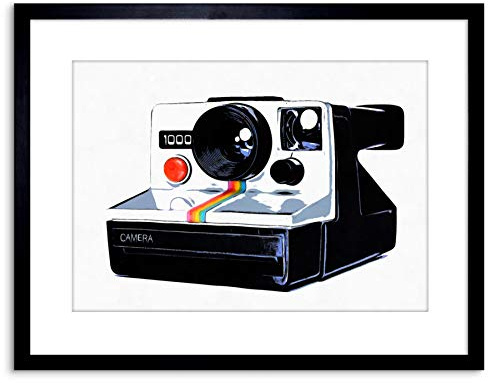 Wee Blue Coo Photo Painting Retro Style Polaroid Camera Cool Framed Wall Art Print