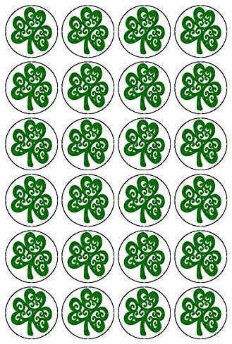 30x St Patrick's Day Shamrock 1.5 (3.8cm) PRE-CUT PREMIUM RICE PAPER Edible Cake Toppers