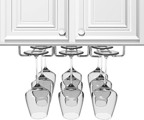 Sorbus® Weinglashalter und Stielgläserhalter unter dem Schrank, 3 Reihen, hält bis zu 9 Ihrer empfindlichsten Gläser