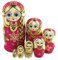Winterworm Ensemble 7 Pcs Longues Tresses Fille Rose Matryoshka Poupées Babushka Poupée Traditionnelle Russe Nidification Poupées en Bois Empilable Jouet Enfants Cadeau
