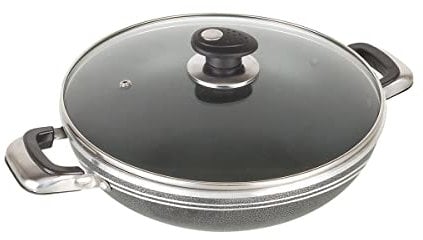 Una Non-stick Wok with Two Handles & Lid, Induction Base - 28cm