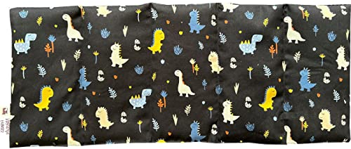 Franzis Nähstube 50x20cm Kirschkernkissen Dino blau in 100% Baumwolle I Körnerkissen Kirschkern 50x20 für Mikrowelle I Wärmekissen, Kirschkernkissen,