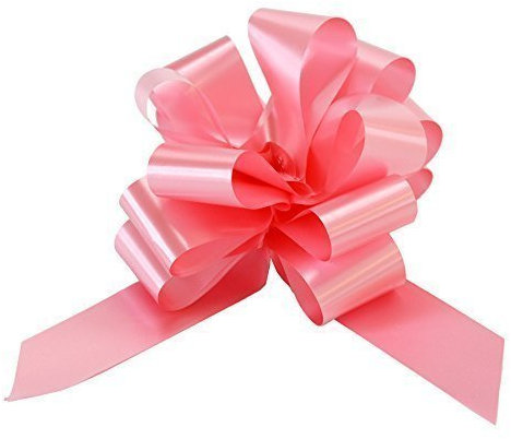 B-Black Confezione da 100 Coccarde Autotiranti Bianche Rosa Azzurre Rosse Gran Fiocco da Antenna Specchietto Auto, Nastro da 5 Cm, Lunghezza 150 Cm, Diametro 16 Cm, Feste