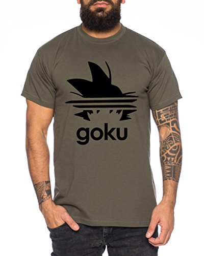 Adi Goku Herren T-Shirt Dragon Master Son Ball Vegeta Turtle Roshi Db, Farbe:Khaki, Größe:XXL