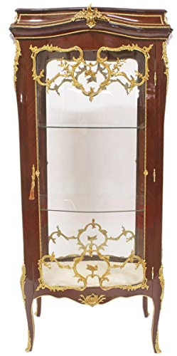 Casa Padrino Barock Glas Vitrine Vitrinenschrank - Barock Möbel - Vitrinenschrank 74 x 63 x H 174 cm - Wohnzimmerschrank Schrank Mahagoni/Gold