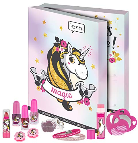 FESH! Unicorn Advent Calendar for Kids - Beauty-Advenstkalender inklusive Haaraccessoires für alle Einhorn-Fans, 24 Stück