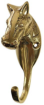 zeitzone Garderobenhaken Pferd Messing Wandhaken Nostalgie Vintage 11cm