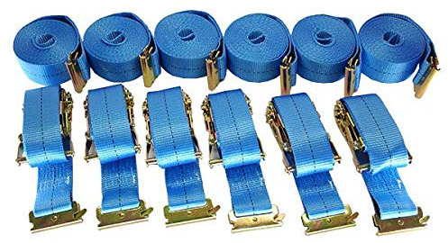 6 x Spanngurt/Zurrgurt, LC 750/1500 daN, 50 mm, 5 m, 2-teilig mit Ratsche, Beschlag für Kombi-Zurrschiene Anker Schlitz