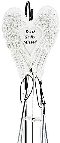 Dad Sadly Missed Guardian Angel Wings Graveside Memorial Wind Chime
