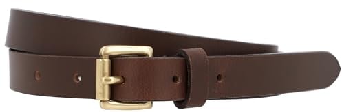 Gusti Gürtel Leder - Birte schlichter schmaler Ledergürtel mit goldener Schnalle Hüftgürtel Ziergürtel Accessoires Damen 110cm Braun Leder