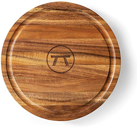 OUTSET 3-in-1 Acacia Wood Salt Rimmer, Cutting Board and Storage Container, 6.38 x 6.38 x 1.06 inches