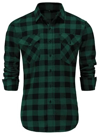 Dioufond Men Flannel Shirt Long Sleeve Lumberjack Costume Mens Checked Shirts