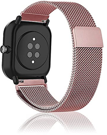 Niboow 20mm Bracelet pour Amazfit GTR Mini/GTS 4/GTS 3/GTS 4 Mini/GTS 2 Mini/GTS 2e/GTS 2/GTS, Métal Inoxydable Metal Mesh Bracelet pour Amazfit Bip 3 Pro/Bip 3/Bip/Bip S/Bip Lite/Bip U Pro-Rose