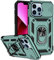 Hitaoyou iPhone 13 Case with Camera Cover, Kickstand & Car Mount - Military Grade, Heavy Duty Protective, Green