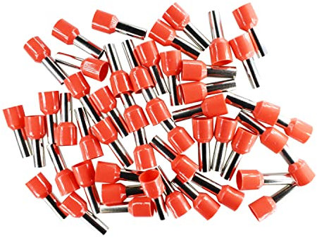 Lote de 50 puntas de cable aisladas, 10 mm², color rojo