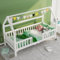 HESHU Kinderbett Hausbett 90x200 cm, Kiefernholz Bett für Jungen und Mädchen, mit Rausfallschutz und Lattenrost, ohne Matratze, Weiß