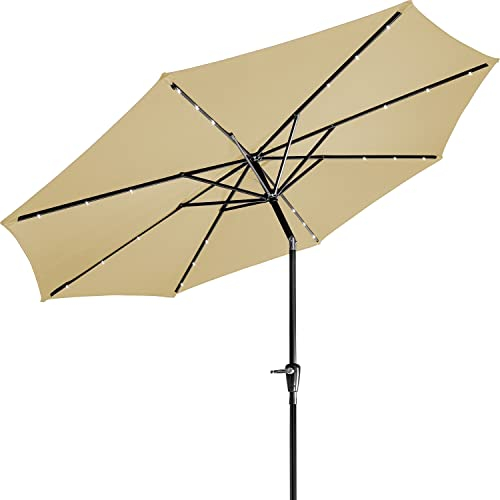 STILISTA® Marktschirm inklusive Abdeckung mit LED Beleuchtung Durchmesser 300 cm in verschiedenen Farben, beige