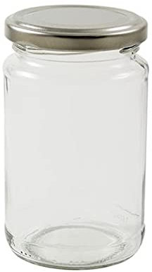 1lb Jam Jar, 12, 24, 36, 100, 200, 300 with Choice of 7 Lid Colours. FSA Approved. (24 Pack, Silver)
