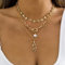 Aukmla Lot de 3 Or jaune colliers ras du cou bohème avec pendentif serpent doré et perles pour femmes et filles