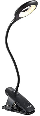 TEKLED® Lampe de bureau LED avec clip,3 niveaux à intensité variable col de cygne flexible,Interrupteur tactile capacitif + batterie au lithium rechargeable, étudiants,3 W 28 LED 280 lm