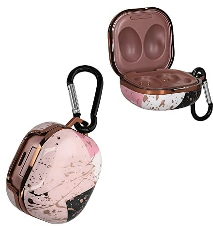 kwmobile Case Compatible with Samsung Galaxy Buds 2 Pro / Live - Case for Earbuds - Mixed Marble Dusty Pink/White/Black