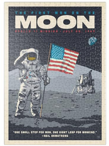 MyPuzzle NASA 1969: First Man On The Moon, Vintage Poster - Premium 500 Teile Puzzle - MyPuzzle Sonderkollektion von Anderson Design Group