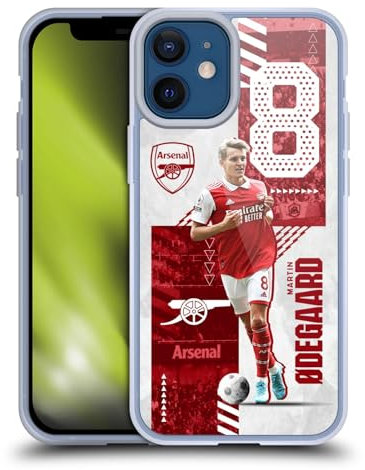Head Case Designs Licenciado Oficialmente Arsenal FC Martin Ødegaard 2022/23 Primer Equipo Caso Funda de Gel Suave Compatible con Apple iPhone 12 Mini