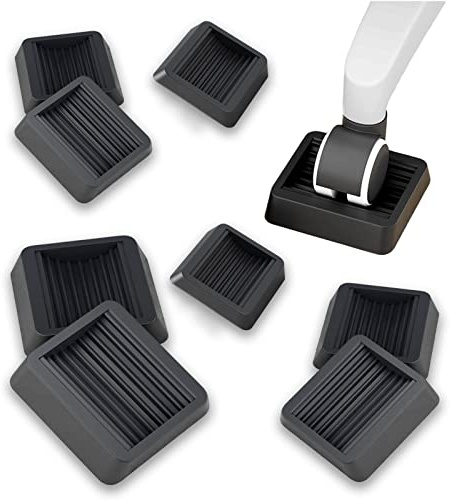 Patins de meubles en caoutchouc antidérapant : 8 pièces patins à roulettes pour fauteuil roulant de bureau et roues antidérapantes pour tous les sols
