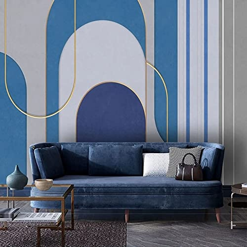 XAONUO Bleu Papier Peint Panoramique 3D Bleu Créatif Texture Décoration Murale Xxl Poster Tableaux Muraux Tapisserie Photo Trompe L'Oeil 400X280Cm Canapé Tv Fond Mur Peinture Fond D'Écran