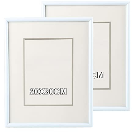 Etrexonline Marco de Fotos 20 x 30 cm Blanco Estilo Sencillo PVC Panel de Cristal Marco de Fotos para Decoración(2 Unidad)
